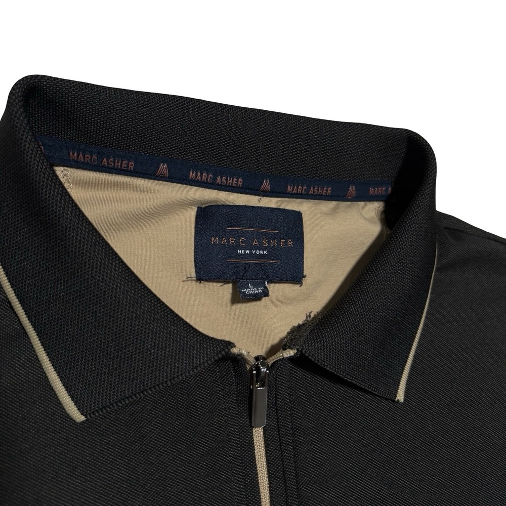 Marc Asher New York Men's Short Sleeve Zip Up Polo Shirt Gray Size Large 20x26 - Picture 4 of 5